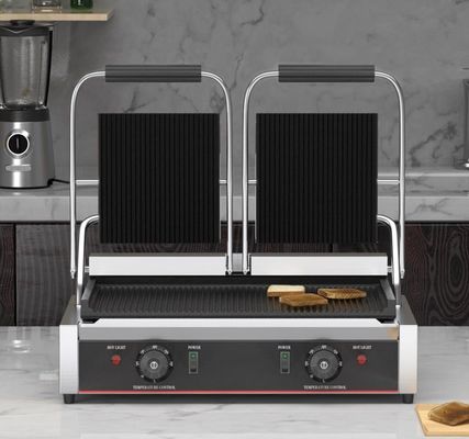 3600W Commercial Table Top Grill à contact Sandwich Press Panini Grill en argent noir