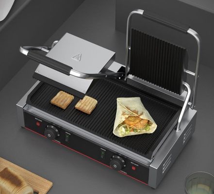 3600W Commercial Table Top Grill à contact Sandwich Press Panini Grill en argent noir