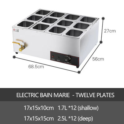 Restaurants Catering Cuisine Industrie électrique Bain Marie Display de chauffage alimentaire en argent