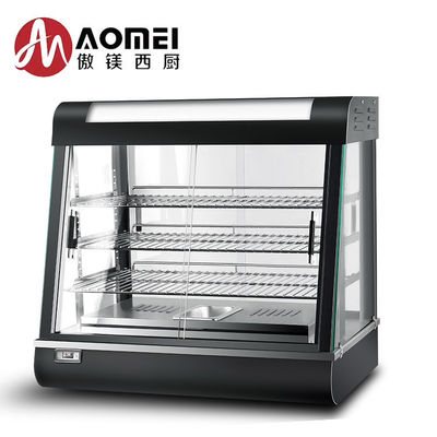 Display commercial de nourriture de restaurant vitrine chaude en noir 51kg