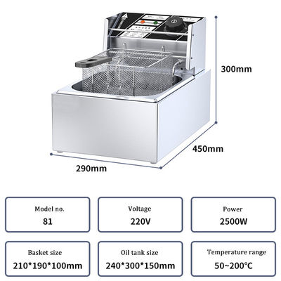 Méthode de chauffage Tube de chauffage électrique 6L 1 réservoir friteuse avec paniers
