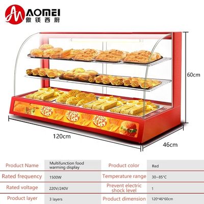 Vitrine électrique professionnelle en verre rouge avec vitrine de chauffage alimentaire