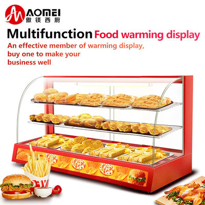 Vitrine électrique professionnelle en verre rouge avec vitrine de chauffage alimentaire