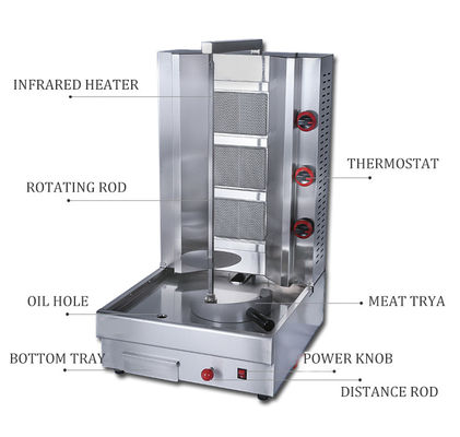 23 KG machine automatique automatique à gaz Shawarma machine pour la tranche rapide et Kebab Doner