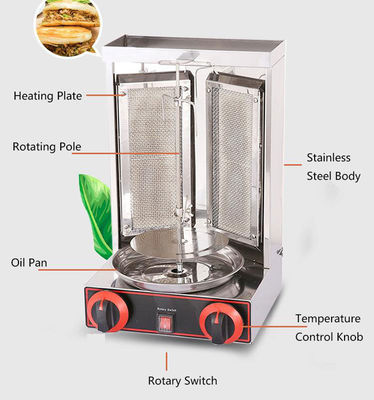 Machine à griller à gaz Shawarma en acier inoxydable pour le poulet Doner Kebab à rotation automatique
