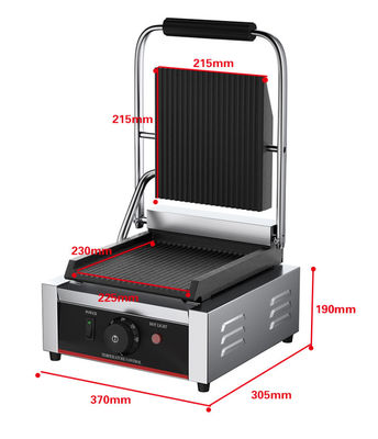 22x22 Panini Grill électrique en acier inoxydable à contact unique