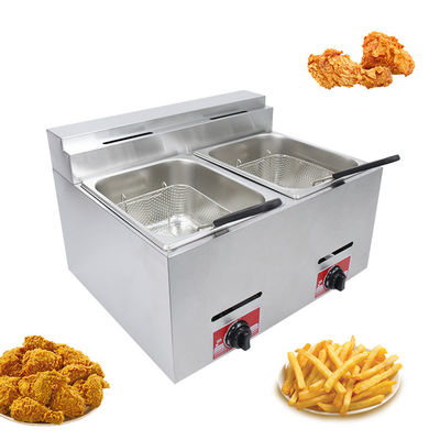 Friteuse à gaz à double réservoir 6L 6L pour faire frire les aliments sur la table dans la cuisine commerciale