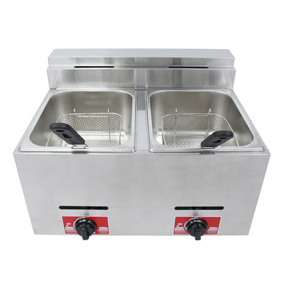 Friteuse à gaz à double réservoir 6L 6L pour faire frire les aliments sur la table dans la cuisine commerciale