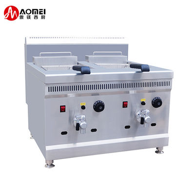 Machine de friture à gaz à grande profondeur industrielle de 18L avec 2 réservoirs et 2 paniers