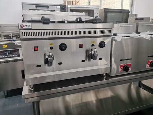 Machine de friture à gaz à grande profondeur industrielle de 18L avec 2 réservoirs et 2 paniers