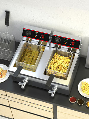 Friteuse à beignets électrique à double réservoir 13L 13L Friteuse en acier inoxydable pour faire frire les aliments