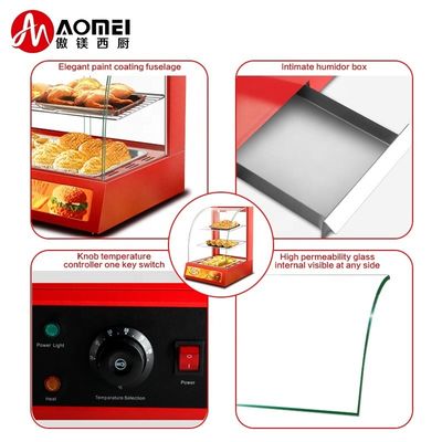 Mini-affichage commercial électrique de nourriture vitrine chaude à trois couches 380x460x600mm