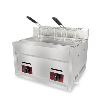 Friteuse à gaz en acier inoxydable commerciale 6L 6L avec 2 paniers de poulet frit