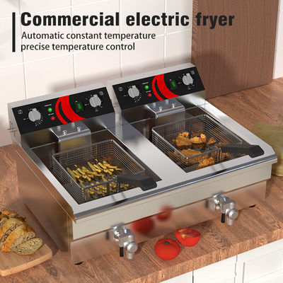 Machine à frire électrique à double réservoir de 12 litres, friteuse à fond avec panier 210*220*120 mm
