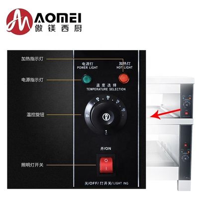 3 en 1 Combo Armoire de cuisine chauffant affichage en acier inoxydable Acrylique Tabletop Commercial