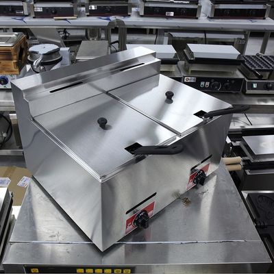 Friture à fond en GPL en acier inoxydable à 2 réservoirs et 2 paniers pour la friture à gaz commerciale Capacité 12L