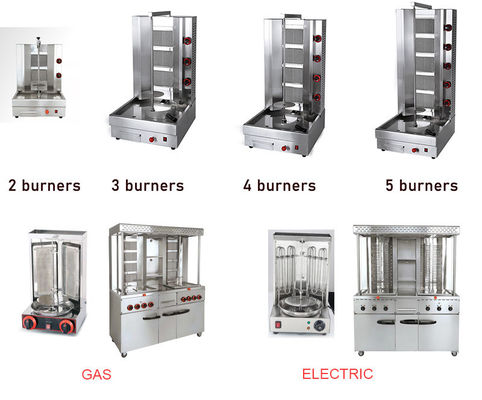 Type de gaz GPL/GNC en acier inoxydable Moyen-Orient Bbq Grill Shawarma Machine de fabrication à la sortie