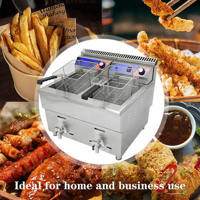 Machine à frire à gaz à double réservoir 220V pour restaurant fast food Friteuse à poulet en acier inoxydable
