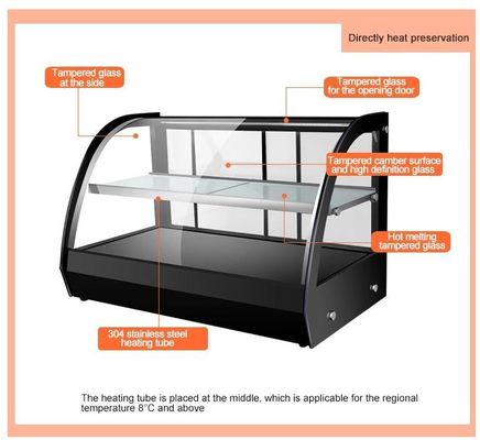 500W Cuisine commerciale en acier inoxydable Appareil d'affichage chauffant les aliments et affichage des aliments chauds