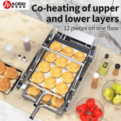 22 kg Capacité 2 couches Hamburger Bun Toaster Machine avec plaque de chauffage Taille 440 * 320mm