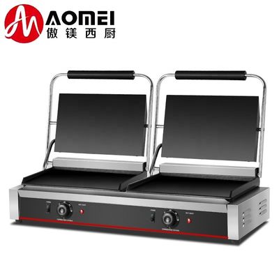 Grille à panini double plaque en acier inoxydable 220V pour presses à sandwich hamburger