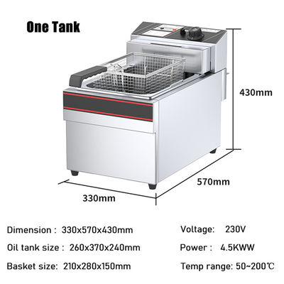Friteuse en acier inoxydable de 13 litres de capacité