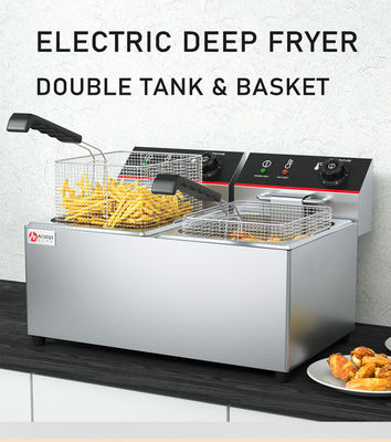 8L Double réservoirs friteuse à fond de comptoir pour la friture électrique de chips de pommes de terre
