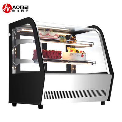 Vitrine de refroidisseur de gâteaux en acier inoxydable avec écran en verre et plage de température de 2-8