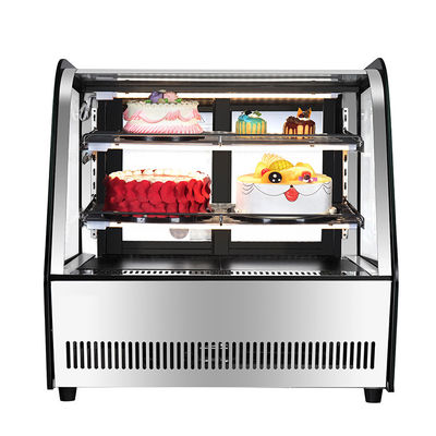 Vitrine de refroidisseur de gâteaux en acier inoxydable avec écran en verre et plage de température de 2-8