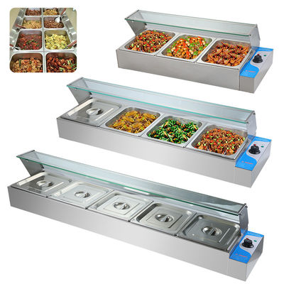 Buffet électrique de restauration rapide Bain Marie avec matériau en acier inoxydable à 1440*350*305mm