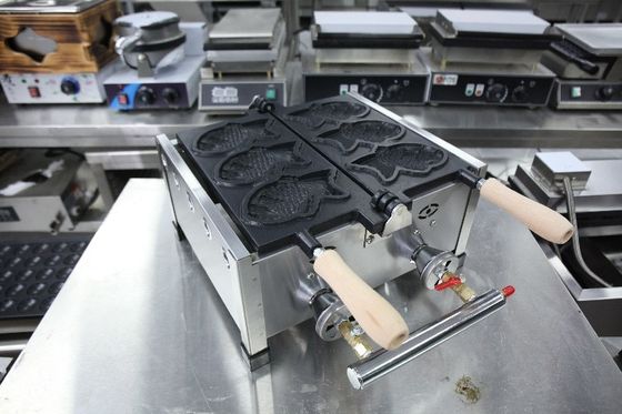 Machine de fabrication de Taiyaki 6 PCS Poisson Taiyaki Type GPL Fabricant de gaufres de poisson 470x380x210mm