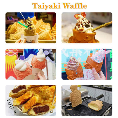 Fabricant de gaufres Taiyaki de 1400W Machine électrique de fabrication de glaces en forme de poisson