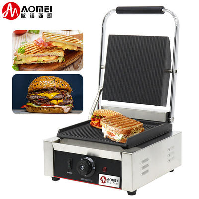 Grill électrique à contact Panini Grill à pression avec rainures complètes et poignées anti-échauffement