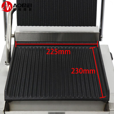 Grille à presses à tête unique en acier inoxydable Panini Sandwich Grille à contact électrique Commercial