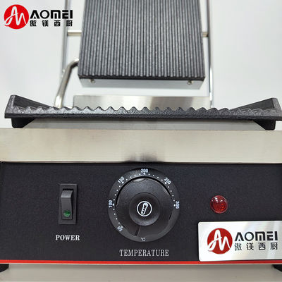 Grille à presses à tête unique en acier inoxydable Panini Sandwich Grille à contact électrique Commercial