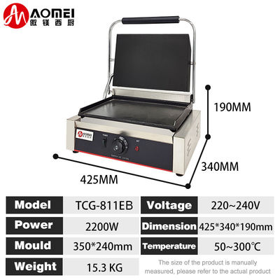 Fonction sans fumée Tout en acier inoxydable électrique Panini Grill de contact pour le commerce