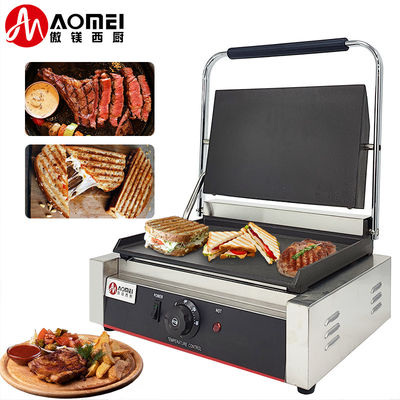Fonction sans fumée Tout en acier inoxydable électrique Panini Grill de contact pour le commerce