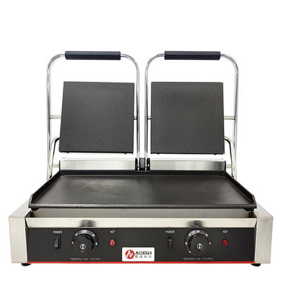 Cuisine commerciale Grille à contact Panini en fonte électrique antiadhésif avec 3600W de puissance