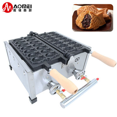 8.15 KG Non collant 14pcs Petit fabricant de gaufres en forme de poisson en acier inoxydable machine à gaz Taiyaki