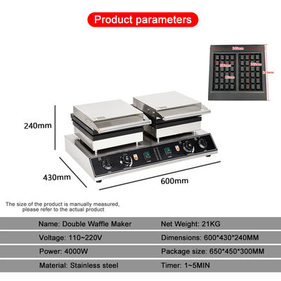 Machinette de cuisson de gaufres belges avec 4 kW de puissance et fabrication rapide de gaufres