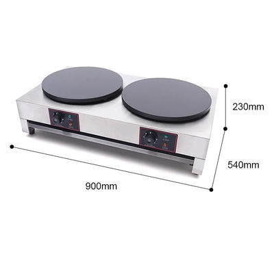900*540*230mm professionnel en acier inoxydable commercial non collant électrique double crépeuse simple
