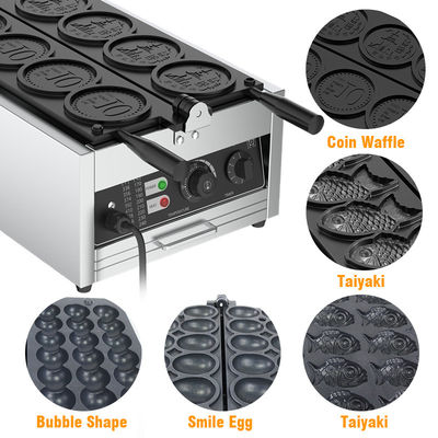 110v 220v fabricant de gaufres en forme de pièce pour les collations de rue populaires