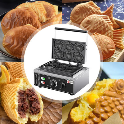 385*275*230mm Commercial 6pcs Mini-Pêche en forme de gaufre Fabricant de poisson rouge Taiyaki Machine