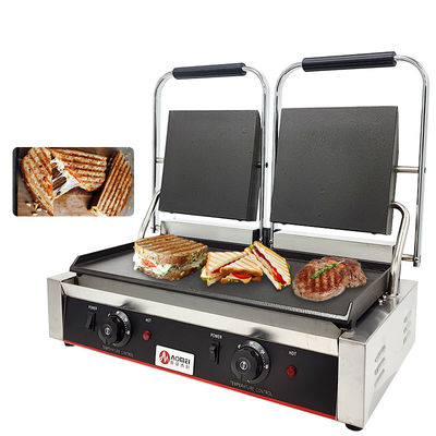 Fabricant de gril à contact en acier inoxydable en fonte Panini pour restaurant boulangerie collation 220v