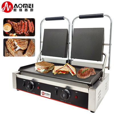 Fabricant de gril à contact en acier inoxydable en fonte Panini pour restaurant boulangerie collation 220v