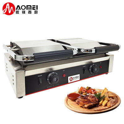 Fabricant de gril à contact en acier inoxydable en fonte Panini pour restaurant boulangerie collation 220v