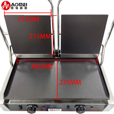 Fabricant de gril à contact en acier inoxydable en fonte Panini pour restaurant boulangerie collation 220v